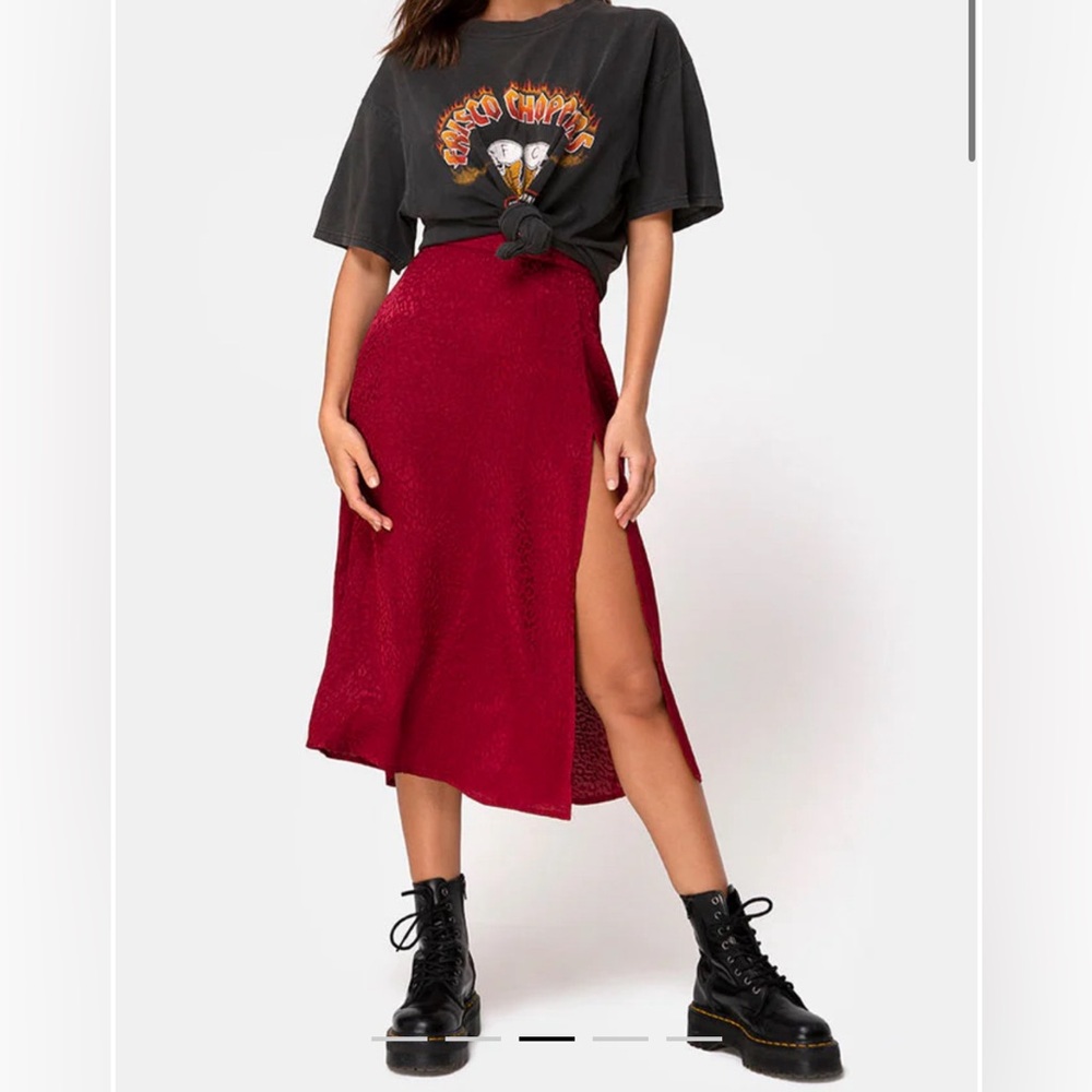 Motel Rocks Satin Cheetah Skirt